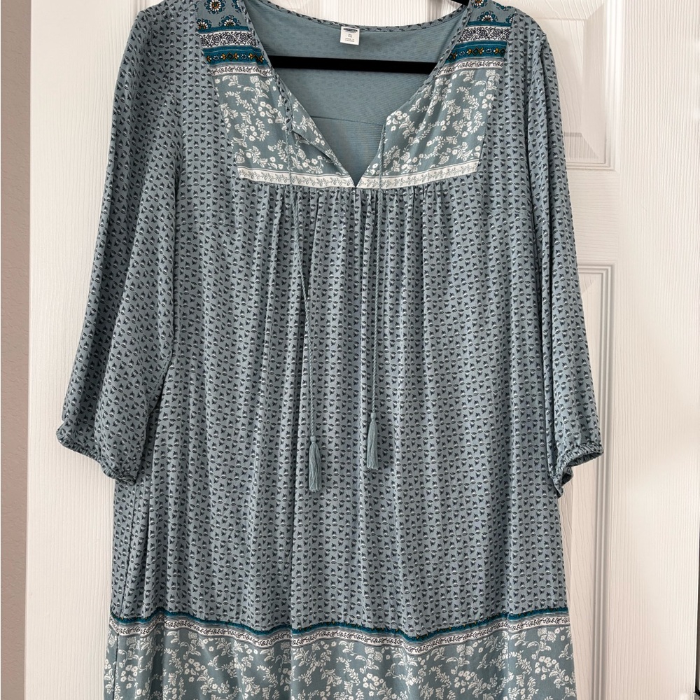 Old Navy Teal and White Patterned Tunic